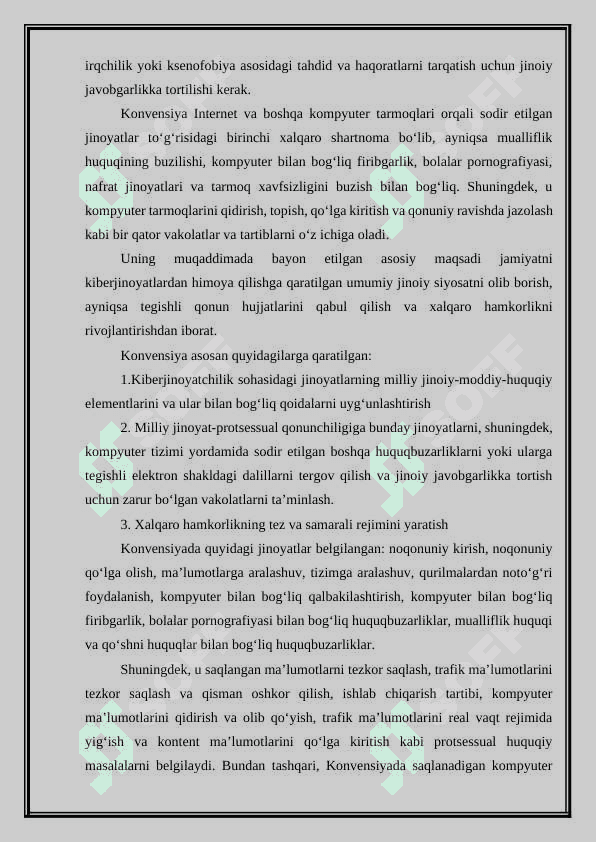 Kiber jinoyatlar: tushunchasi, turlari va huquqiy tartibga solish. 5