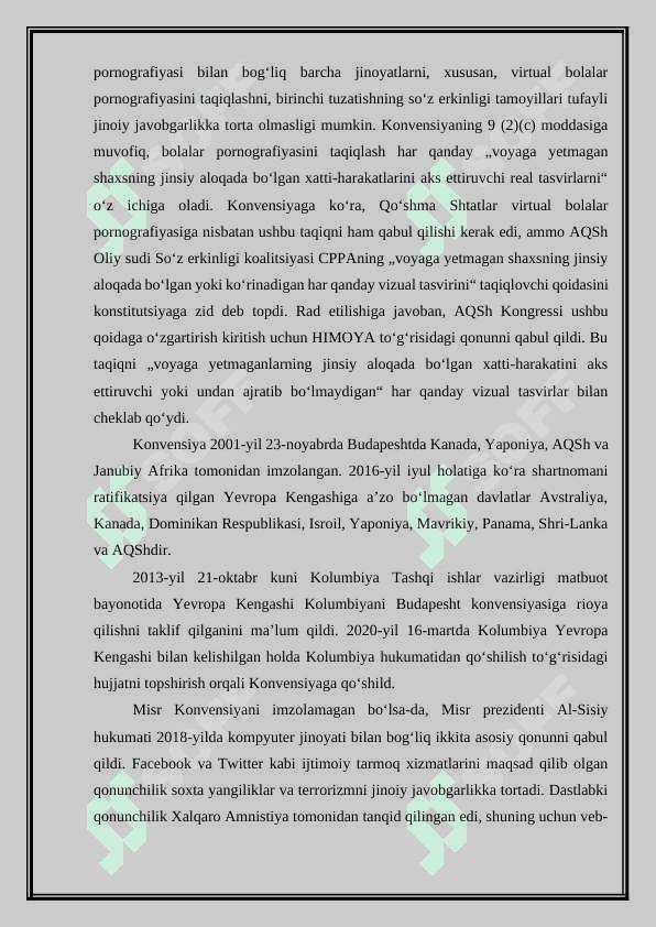 Kiber jinoyatlar: tushunchasi, turlari va huquqiy tartibga solish. 7