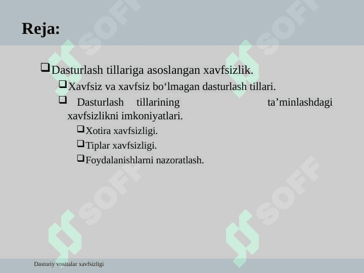 Xavfsiz dasturlash tillari 2