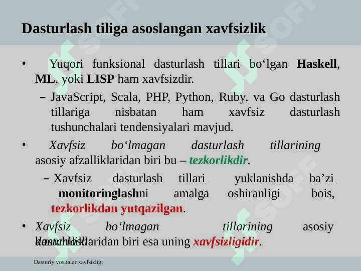 Xavfsiz dasturlash tillari 6