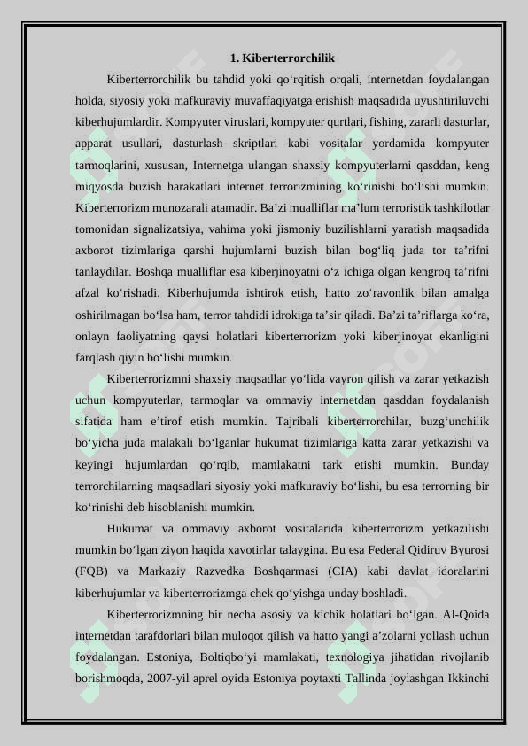 Internet orqali amalga oshirilgan terrorchilikka qarshi kurash. 4