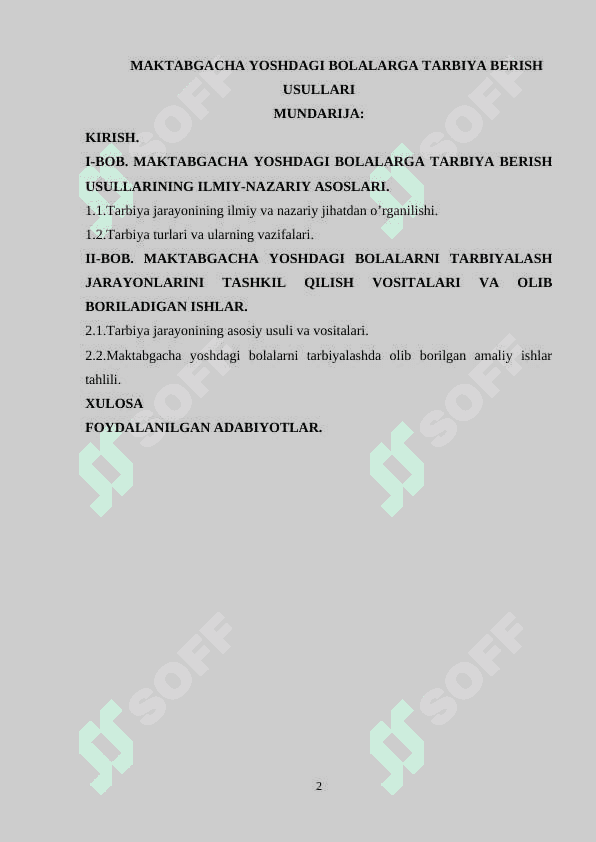 Maktabgacha yoshdagi bolalarga tarbiya berish usullari 2