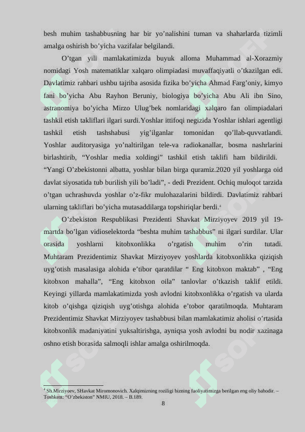 Tarix darslarida Prezident Sh.M. Mirziyoyev asarlaridan foydalanish metodlari 8