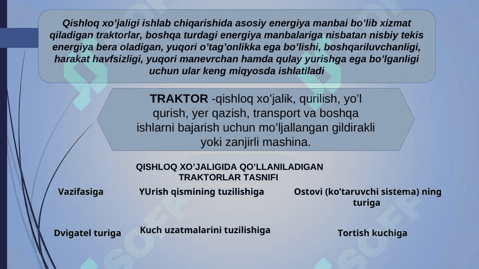 TRAKTOR VA AVTOMOBILLARNING TASNIFIVA ASOSIY QISMLARI. ICHKI YONUV DVIGATELLARI 3