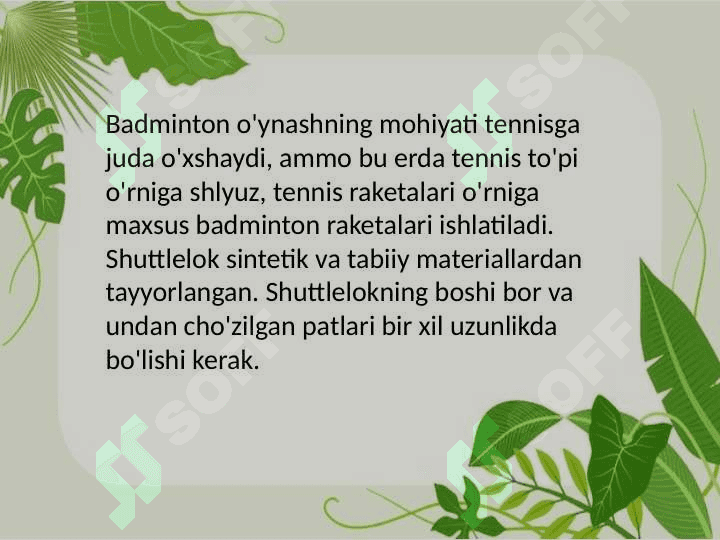 Badminton oʻyini texnikasi va taktikasi tasnifi 4