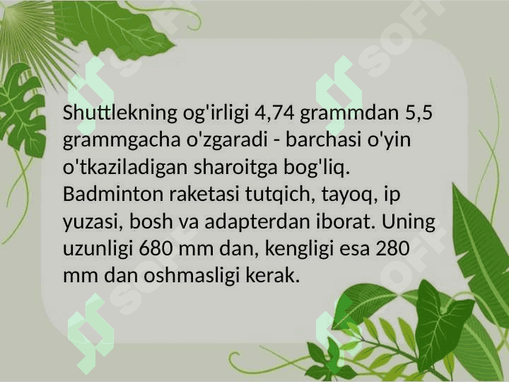 Badminton oʻyini texnikasi va taktikasi tasnifi 5
