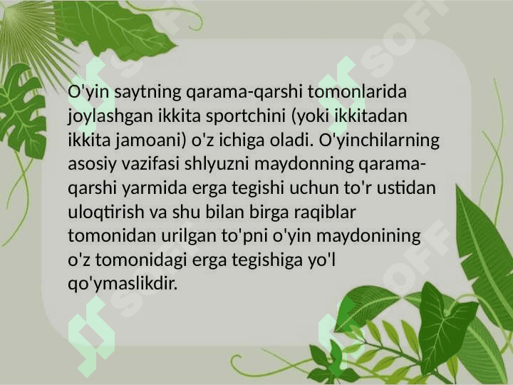 Badminton oʻyini texnikasi va taktikasi tasnifi 8