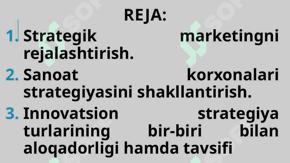 Korxonada taktik va strategik rejalashtirish 2