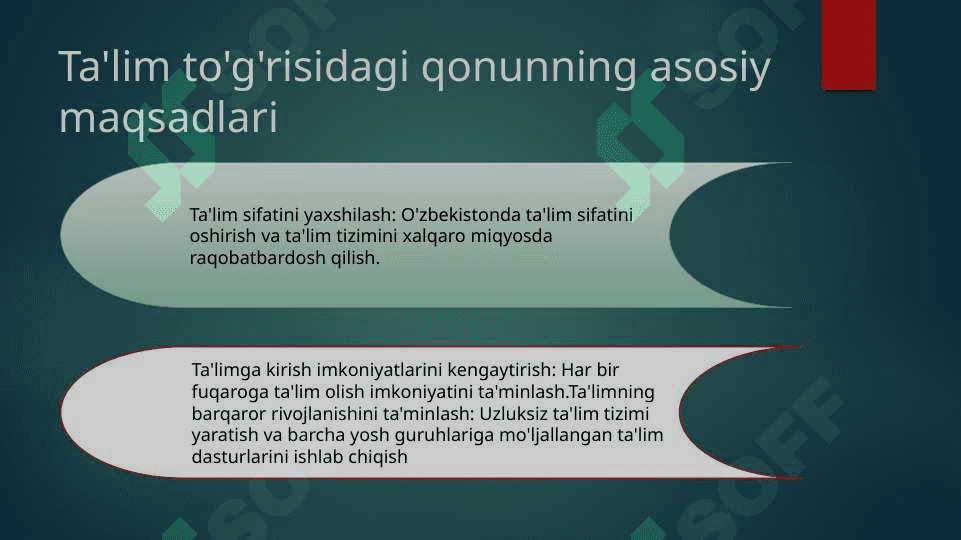 O’ZBEKITON RESPUBLIKASI TA’LIM TO’G’RISIDAGI QONUNI 6