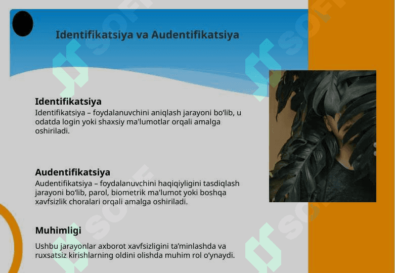 Identifikatsiya va audentifikatsiya masalalari. Login va parol tushunchasi. Kompyuter tarmoqlariga ruxsatsiz ulanish. Yovuz niyatli harakatlar va tarmoqda ishlash qoidalarini buzish. 3