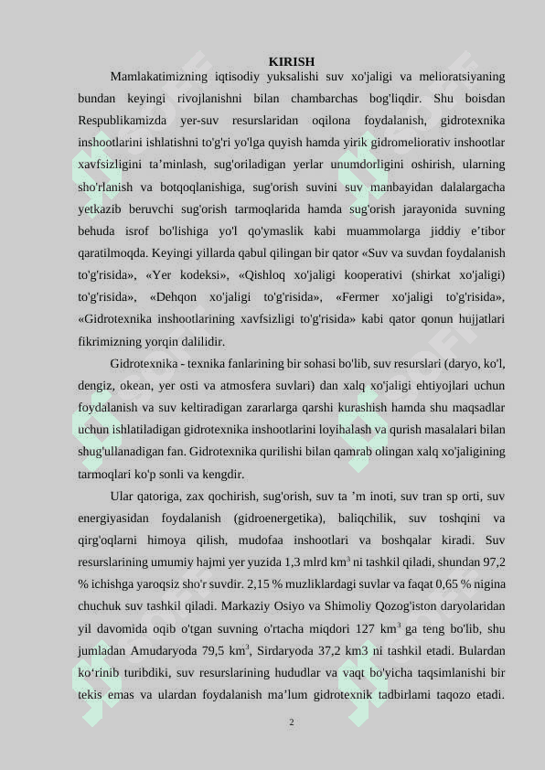 GIDROTEXNIK INSHOATLAR VA ULARNING ATROF MUHITGA TA'SIRI 2