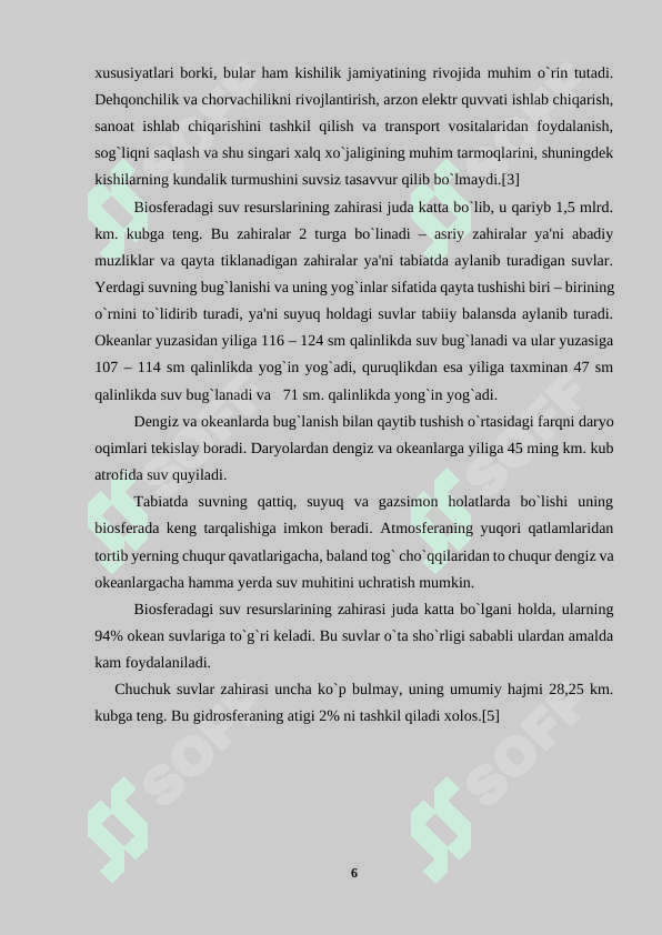 “Suv resurslaridan samarali foydalanish va muhofaza qilish” 6