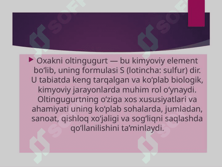 Oxakni oltingugurtni qaynatmasini tayyorlash va quvvatini aniqlash 2