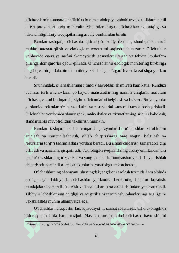O‘LCHASHLARNI BAJARISH METODIKALARI. ISHLAB CHIQARISH VA TASDIQLASH QOIDALARI. 5