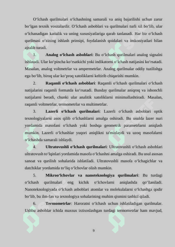 O‘LCHASHLARNI BAJARISH METODIKALARI. ISHLAB CHIQARISH VA TASDIQLASH QOIDALARI. 8