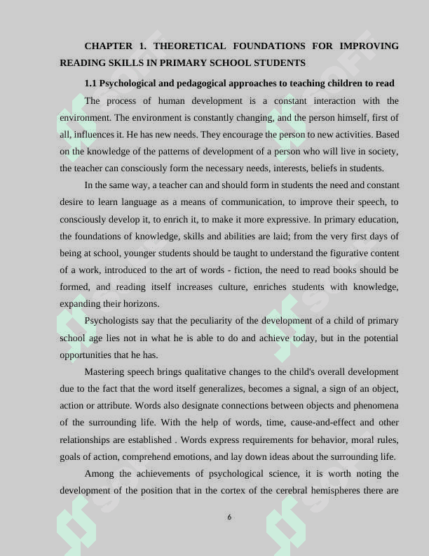 Developing reading skills in young learners at the primary school level 6