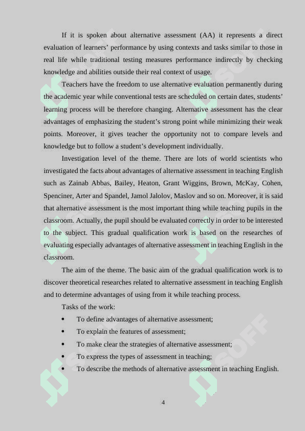 Alternative assessment 4