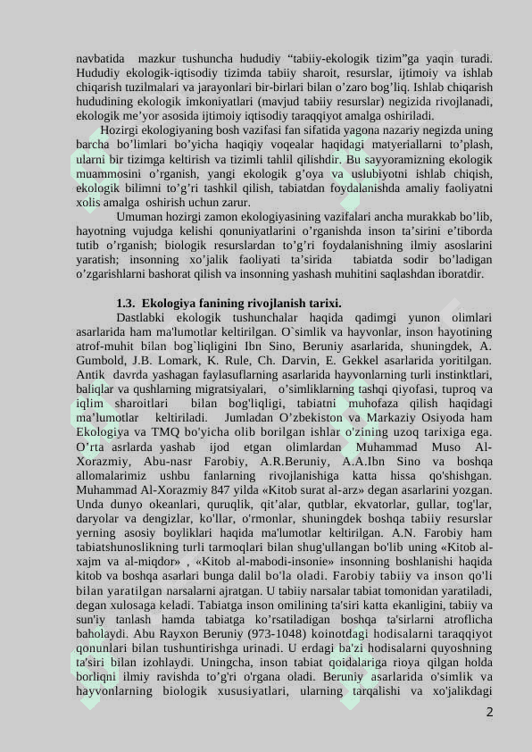 EKOLOGIYA ASOSLARI   (MA'RUZALAR MATNLARI) 2