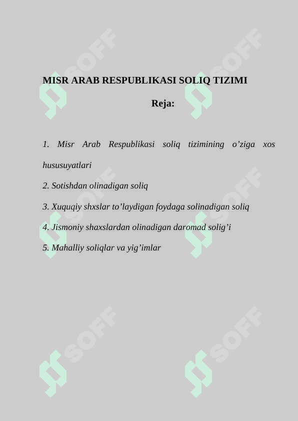 MISR ARAB RESPUBLIKASI SOLIQ TIZIMI 2