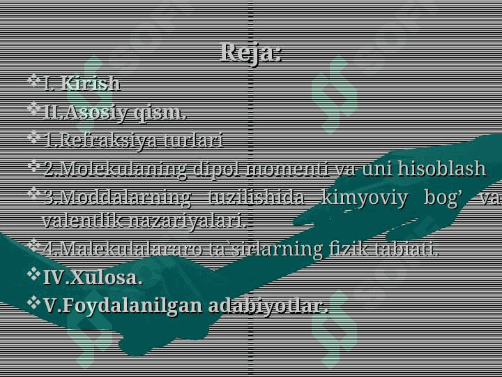 Moddalarning dipol momentini aniqlash 2