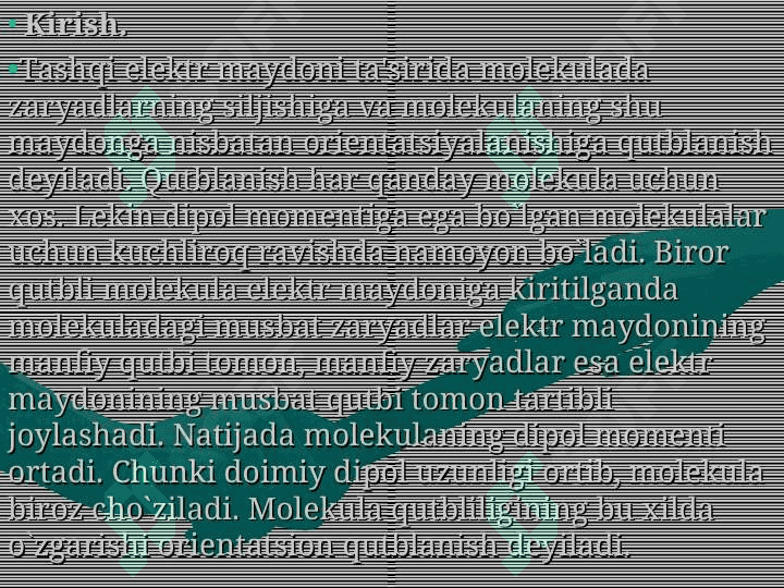 Moddalarning dipol momentini aniqlash 3