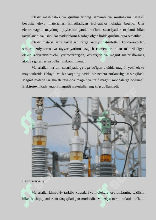 ELEKTR TEXNOLOGIYADA ISHLATILADIGAN MATERIALLAR 2