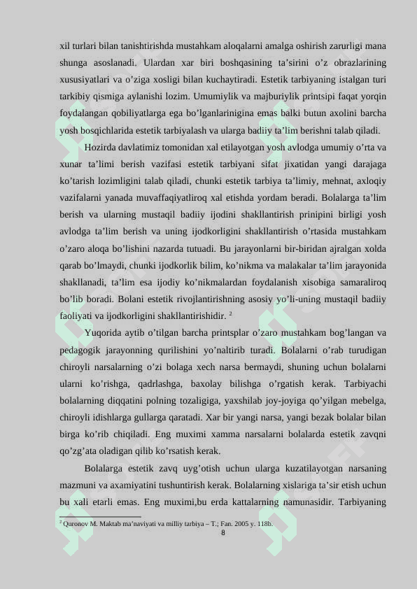 Boshlang’ch sinf o’quvchilarining estetik tarbiyasi 8