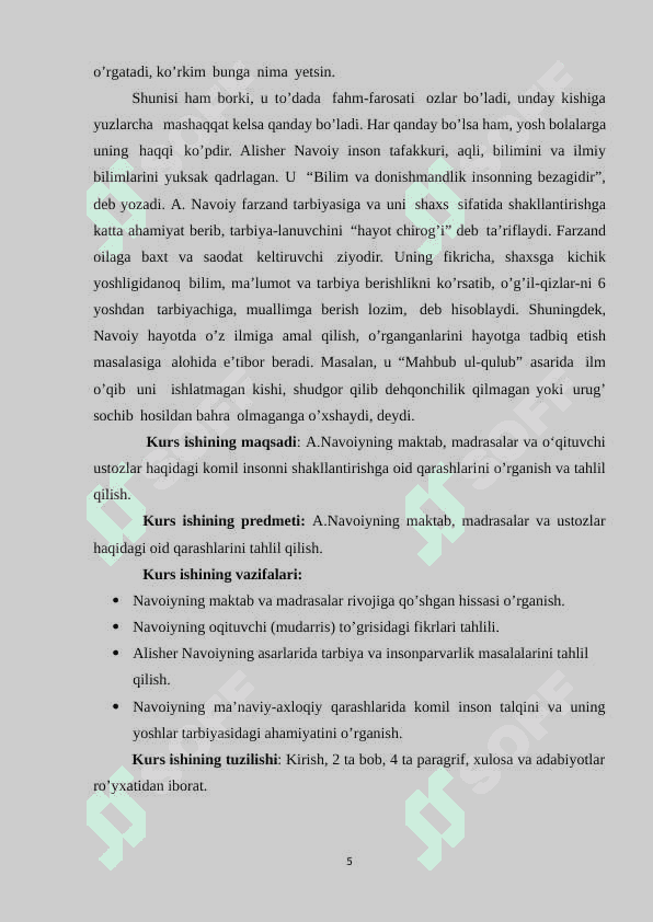 A.Navoiyning maktab, madrasalar va oʻqituvchi ustozlar haqidagi komil insonni shakllantirishga oid qarashlari 5