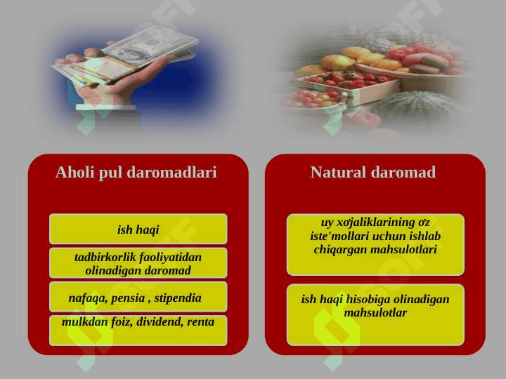 RAQOBATNING TURLI XIL SHAKLLARIDA ISH HAQINING SHAKLLANISHI.   YARATILGAN MAHSULOT VA DAROMADNING TAQSIMLANISHI. ISH HAQINING IQTISODIY MAZMUNI. ISH HAQINI TASHKIL ETISH SHAKLLARI VA TIZIMLARI. 4
