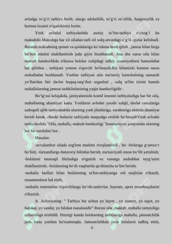 Maktab oila va mahalla bilan hamkorlikda olib boriladigan ijtimoiy hamkorlik faoliyati 8