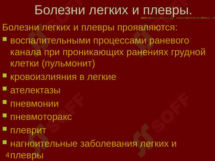 Заболевания внутренних органов при огнестрельных ранениях 4