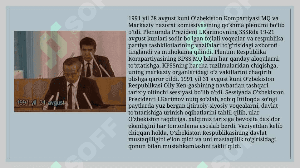 MUSTAQIL O‘ZBEKISTON DAVLATI-O‘ZBEK MILLATINING UZIL-KESIL SHAKLLANISHIDA BOSH OMIL 4