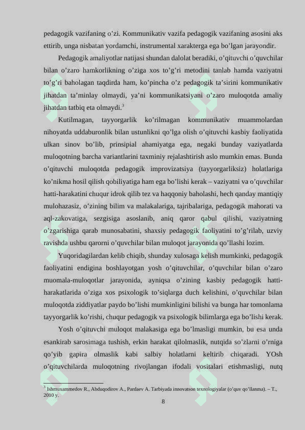 O’quvchilar bilan o’zaro fikr almashish bilan taʼsir ko’rsatish vositalari 8