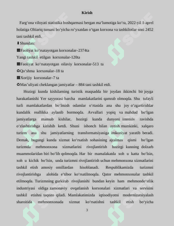 Mashxura  Travel mehmonxonasida ko‘rsatiladigan xizmatlar to‘g‘risida umumiy tushunchalar, ularning ta‘rifi va xususiyatlari 3