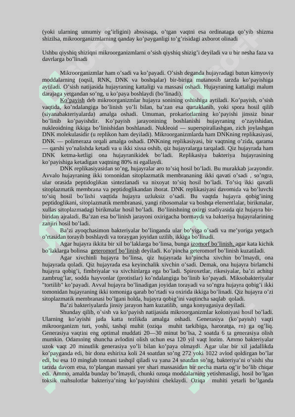 Mikroorganizmlarning o‘sishi va ko‘payishi 2