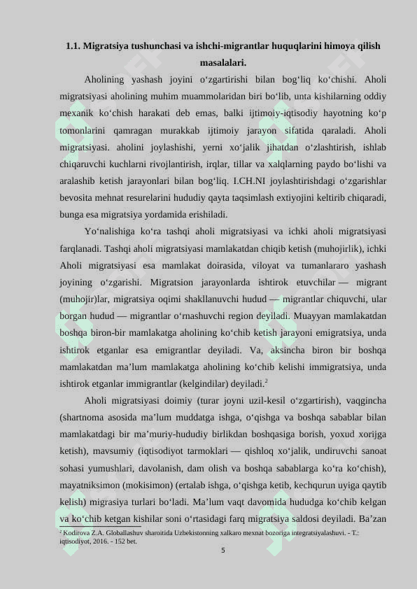 O’zbekiston Respublikasida mehnat migratsiyasi jarayonlarini huquqiy tartibga solish masalalari 5