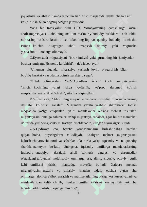 O’zbekiston Respublikasida mehnat migratsiyasi jarayonlarini huquqiy tartibga solish masalalari 8