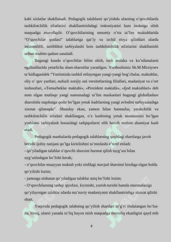 Boshlang’ich sinf oquvchilarida tashkilotchilk sifatlarini tarbiyalash 8