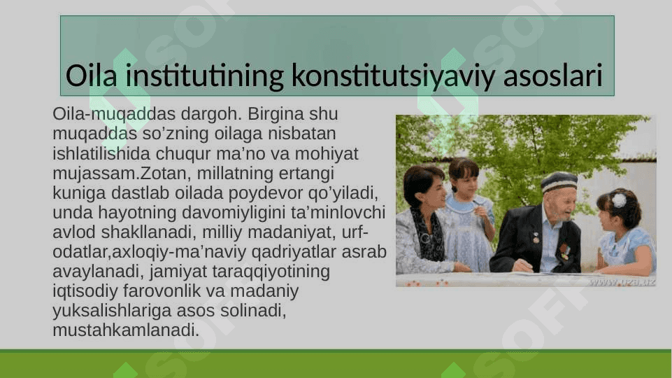 Oila institutining konstitutsiyaviy asoslarini rivojlantrish masalalari. 2