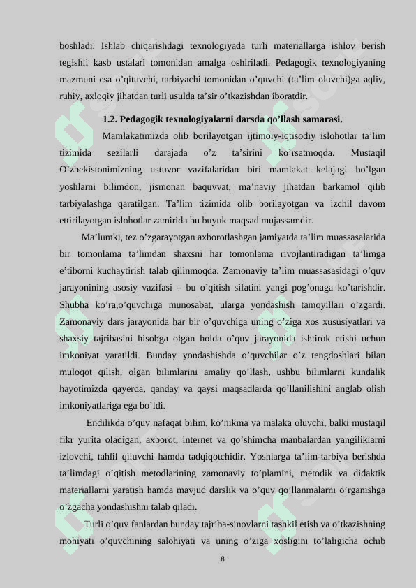 Yangi O'zbekistonda yoshlarga e’tibor mavzusini o’rganishda pedagogik texnologiyalardan foydalanish 8