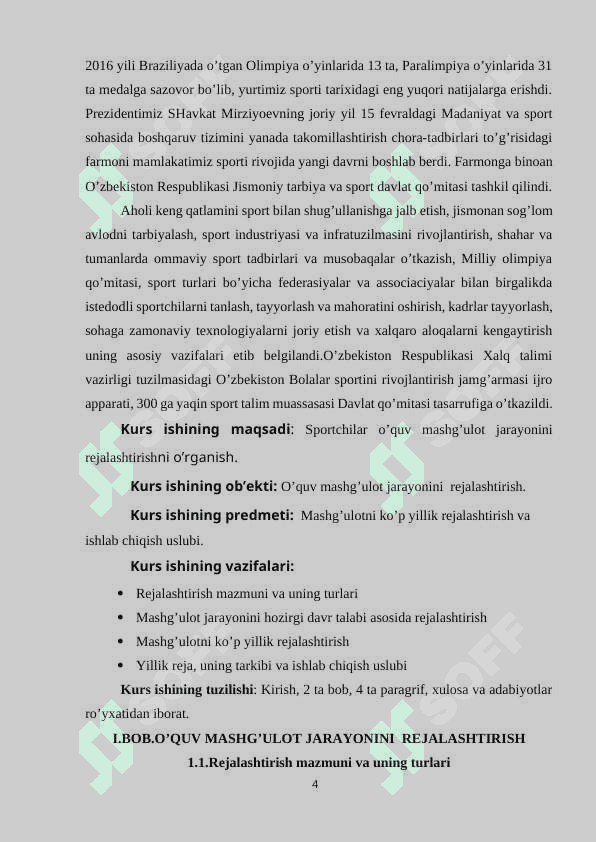 Sportchilar o’quv mashg’ulot jarayonini rejalashtirish 4