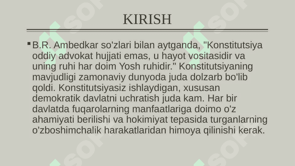 O'zbekiston Respublikasi konstitutsiyasida jamiyat, davlat va huquq masalalari 2