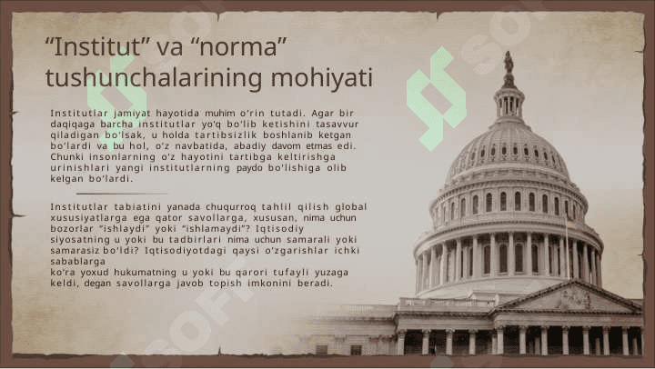 INSTITUTLAR VA ULARNING JAMIYAT RIVOJLANISHIDAGI RO`LI 2