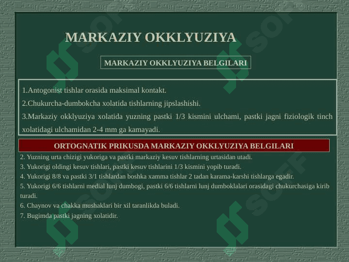 Artikulyatsiya va Okklyuziya, ularning turlari 3