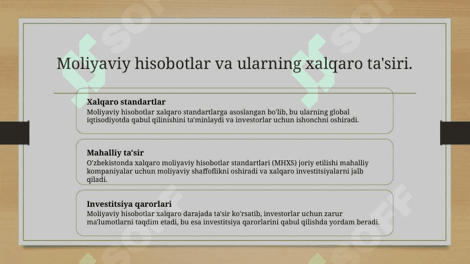 Moliyaviy hisobotning konseptual asosi MHXS 8