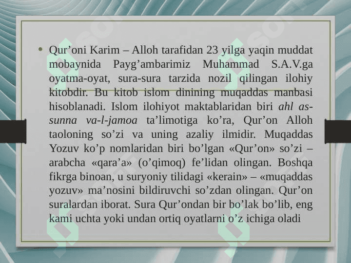 Qur`oni karim. 2