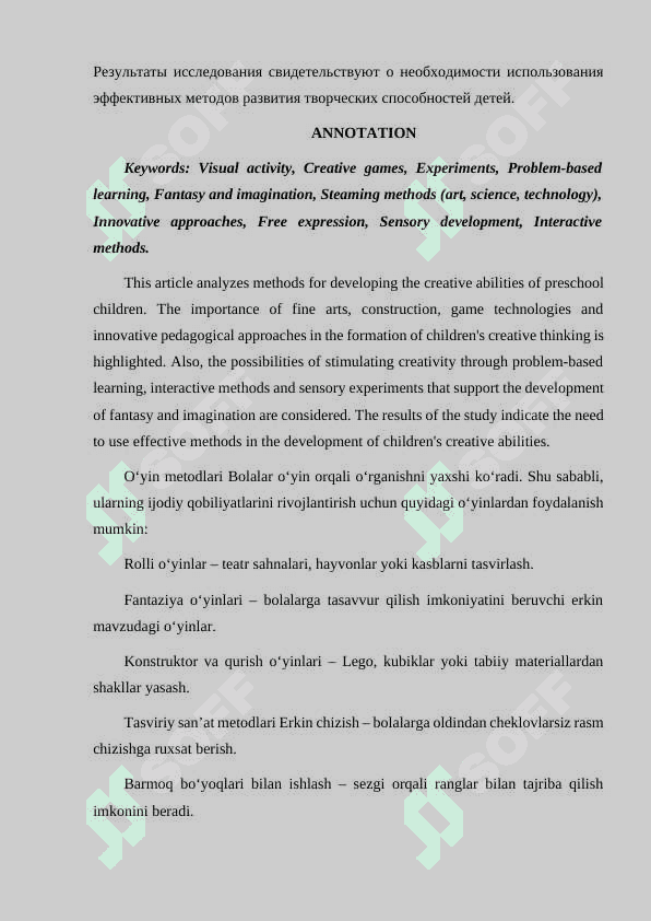 MAKTABGACHA YOSHDAGI BOLALARNING IJODKORLIGINI RIVOJLANTIRISH METODLARI 2