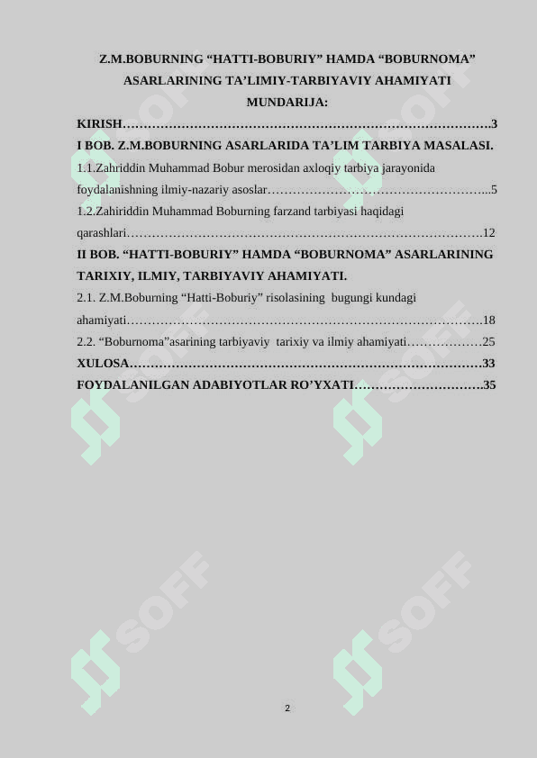Z.M.Boburning “Hatti-Boburiy” hamda “Boburnoma” asarlarining ta’limiy-tarbiyaviy ahamiyati 2