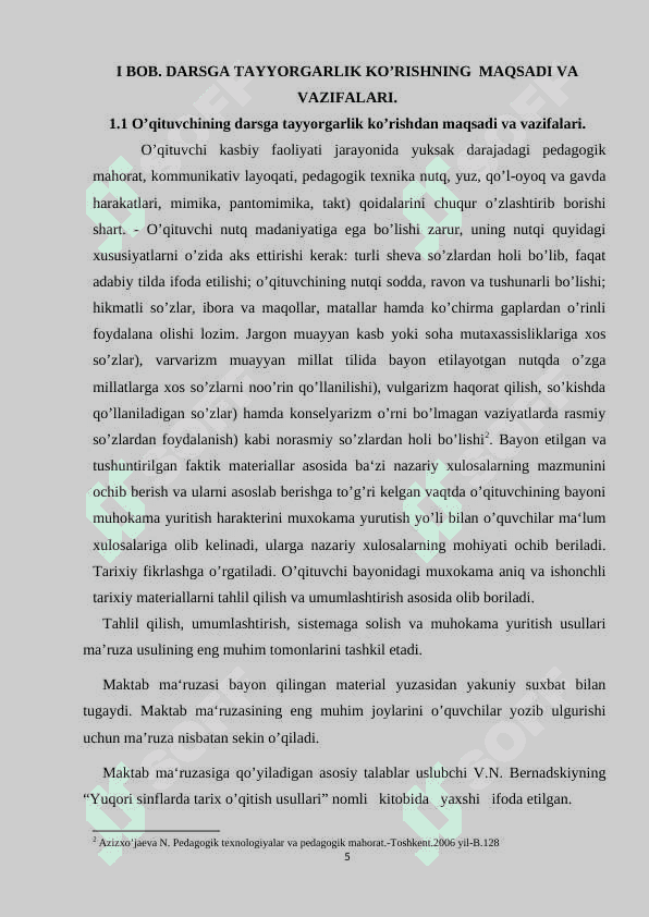 Tarix o’qituvchisining darsga tayyorgarlik bosqichlari 5