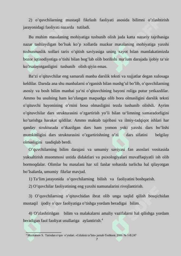 Tarix o’qituvchisining darsga tayyorgarlik bosqichlari 7